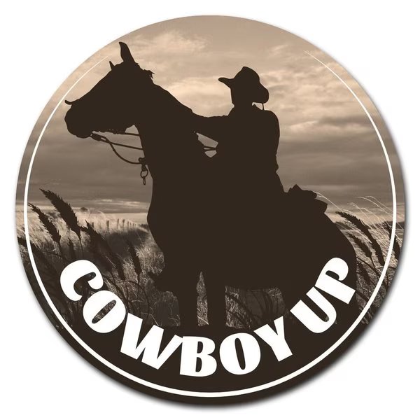 Cowboy Up Circle Vinyl Laminated Decal, Signmission, Mfr#: D-8-CIR-Cowboy Up